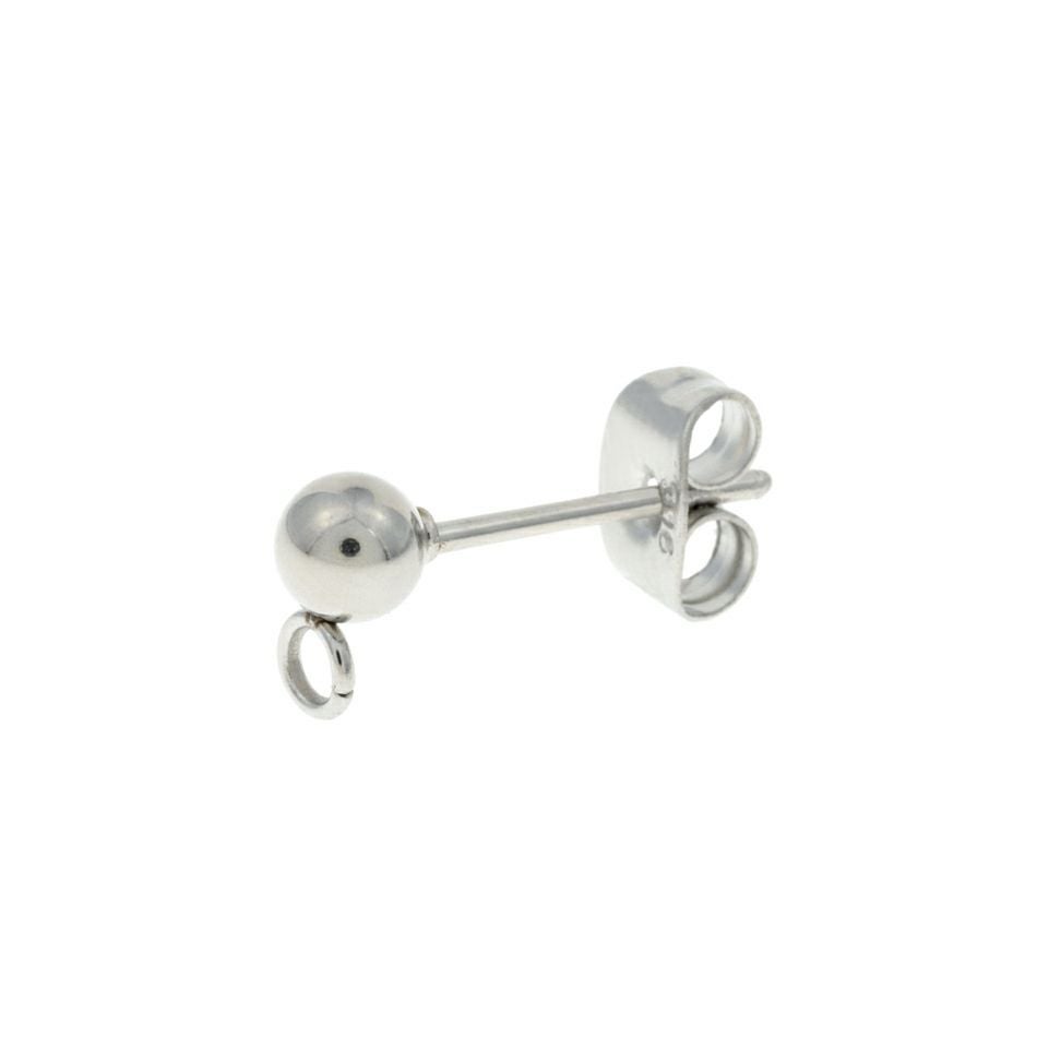 【新品】エシカル ボール シルバーキャッチレス ピアス 10個] ヨコ向きカン付き ボールピアス 4mm ［ 銀 シルバー