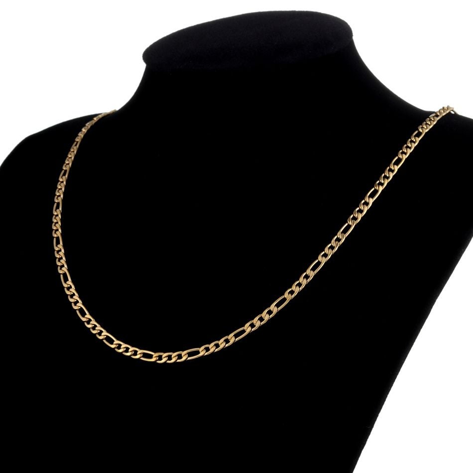 [50cm×1本]サージカルステンレスフィガロチェーン2.9mm[ゴールド金]切り売りチェーンのみパーツ金属アレルギー対応