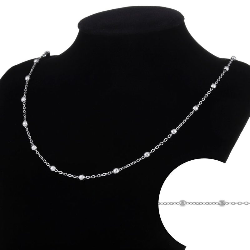 デザイン A チェーン 大玉付き 1.5mm  シルバー パーツ サージカルステンレス 金属アレルギー対応