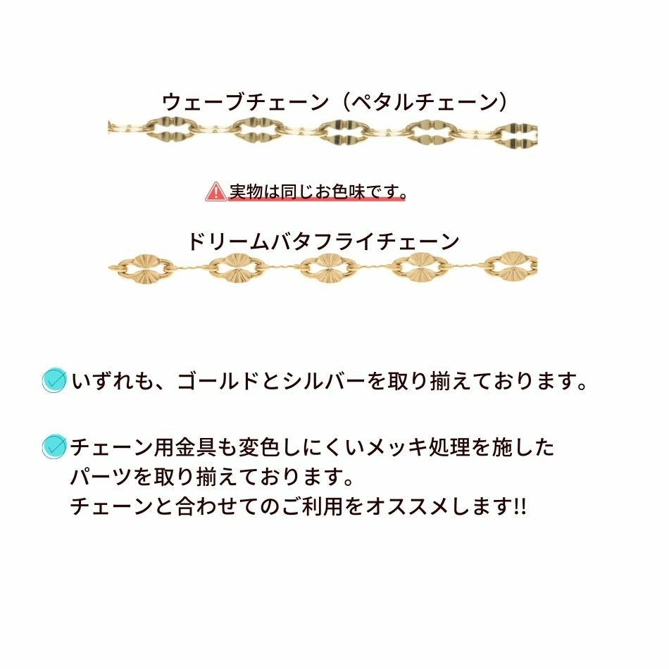 1M×1本］ ウェーブチェーン 2.5mm 変形チェーン［ ゴールド 金
