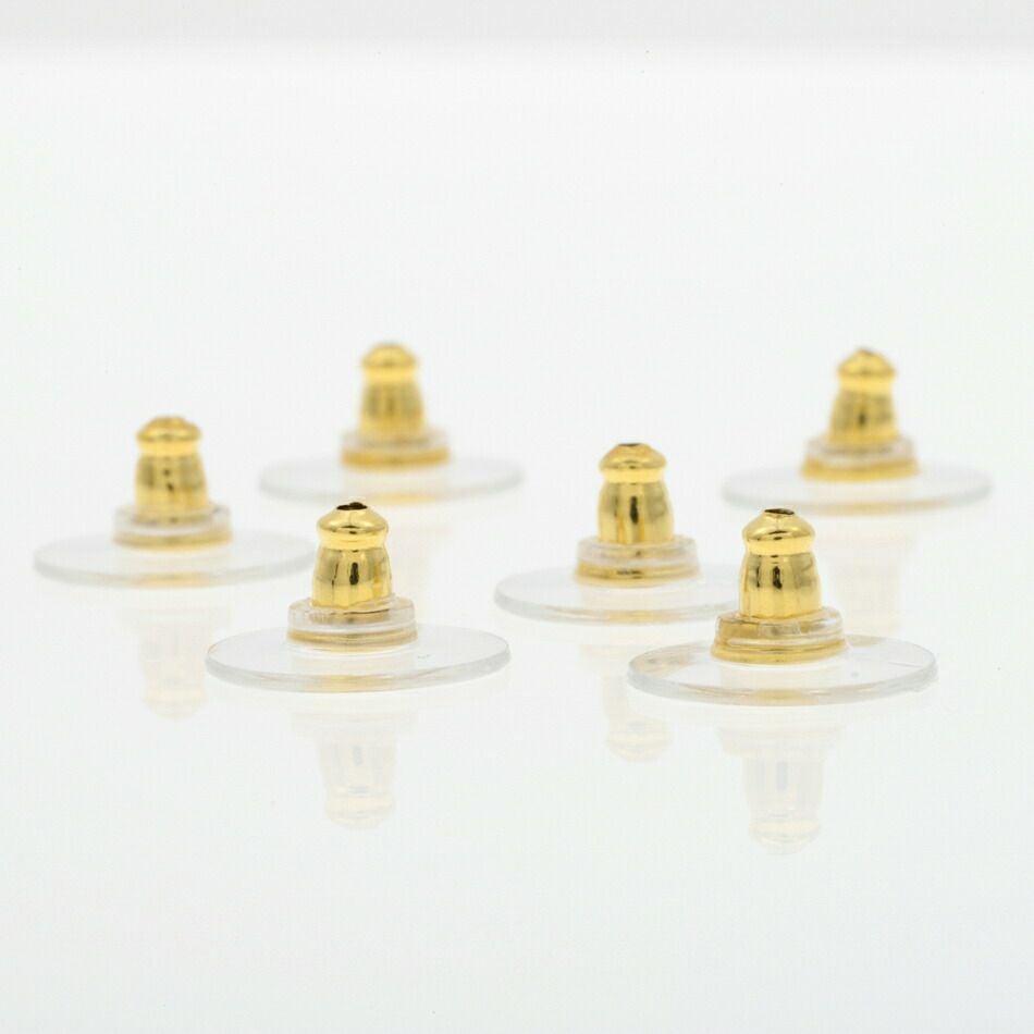 [40個]サージカルステンレス下向き防止ピアスキャッチシリコン［ゴールド金］アクセサリーパーツ金具金属アレルギー対応