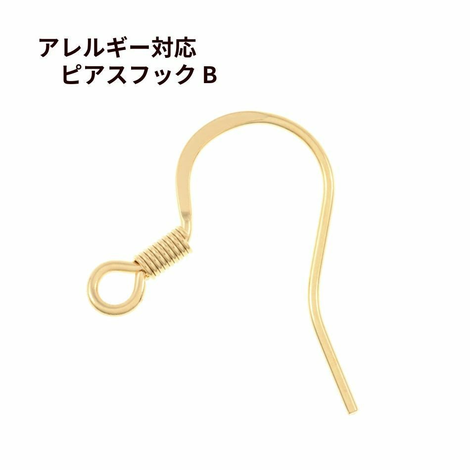 100個] ピアスフック B ［ ゴールド 金 ］ サージカルステンレス
