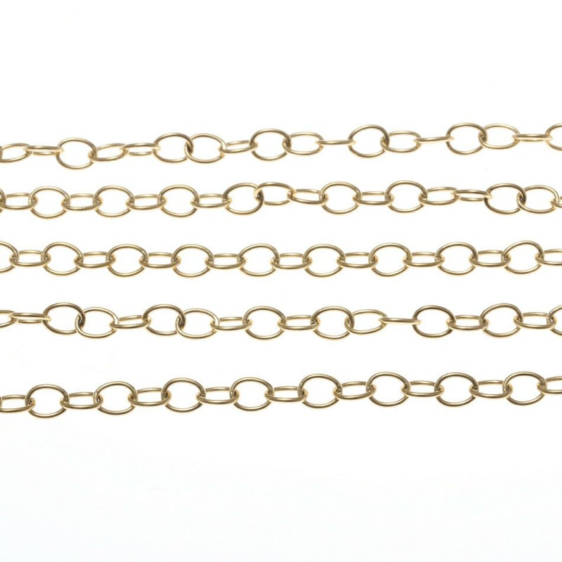 ［5M×1本］サージカルステンレスデザインCチェーン4.5mm小［ゴールド金］楕円形パーツ金具素材金属アレルギー対応