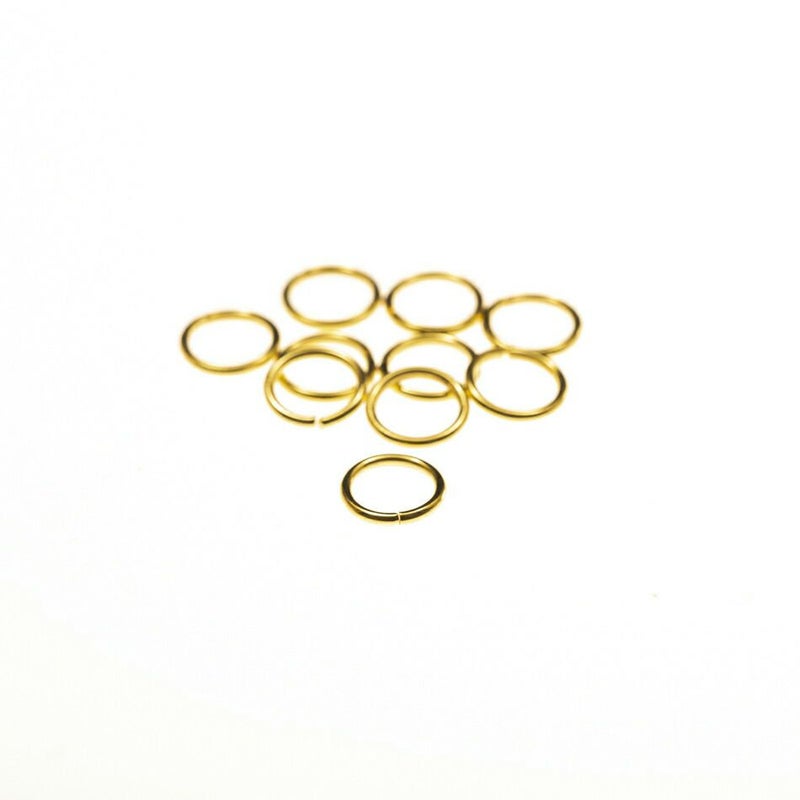 [100個]サージカルステンレス丸カン［0.8X8mm］［ゴールド金］アクセサリーパーツ金アレ
