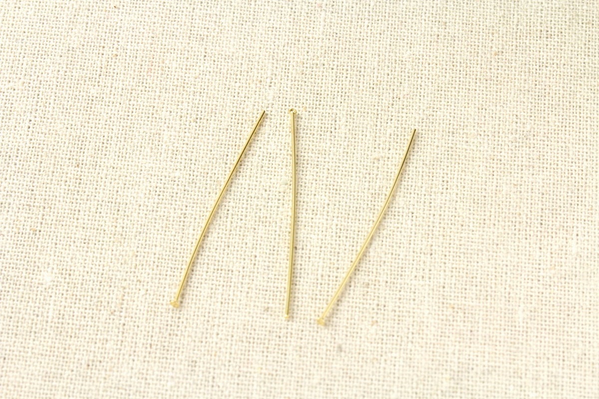 [100本]サージカルステンレスTピン細い(0.6X45mm)[ゴールド金]アクセサリーパーツ