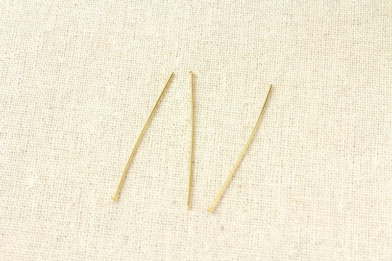 [50本]サージカルステンレスTピン細い(0.6X45mm)[ゴールド金]アクセサリーパーツ
