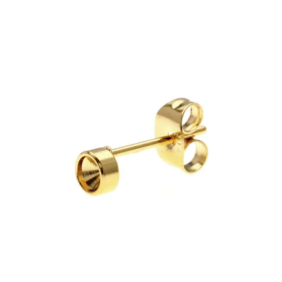 10個] サージカルステンレス Vカット台座3mm付き ＊ピアス
