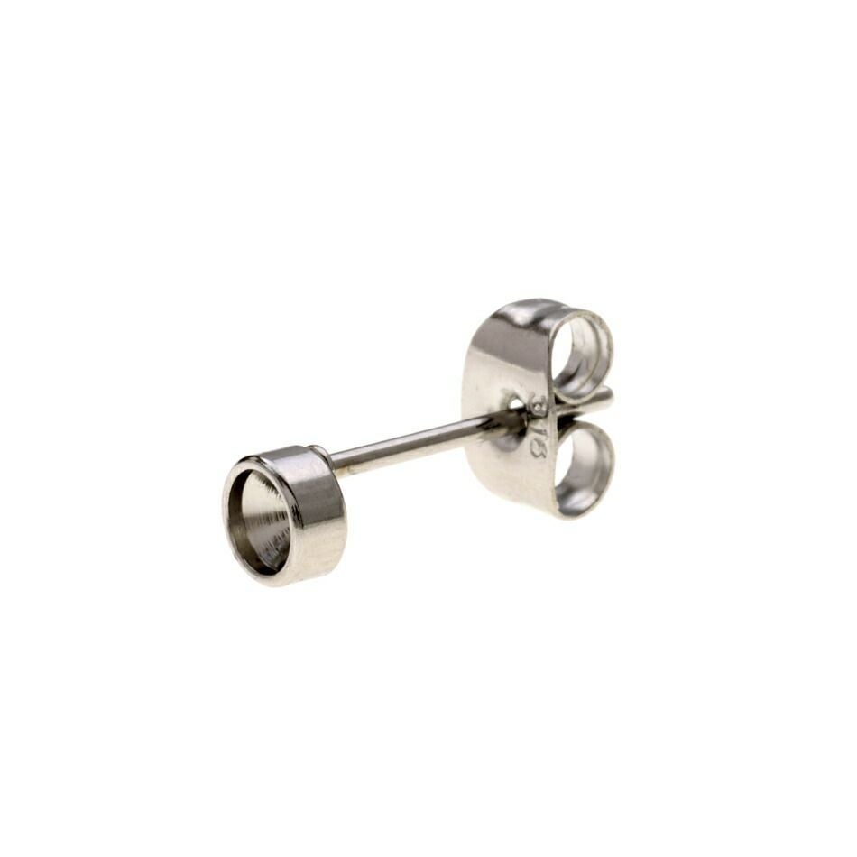 10個] サージカルステンレス Vカット台座3mm付き ＊ピアス ＊［ 銀