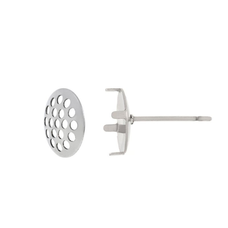 ［10個］サージカルステンレスシャワー台付き*ピアス*8mm［銀シルバー］金具パーツ金属アレルギー