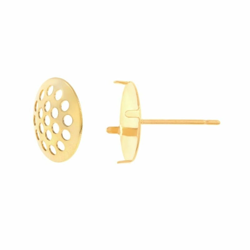 ［10個］サージカルステンレスシャワー台付き*ピアス*10mm［ゴールド金］金具パーツ金属アレルギー