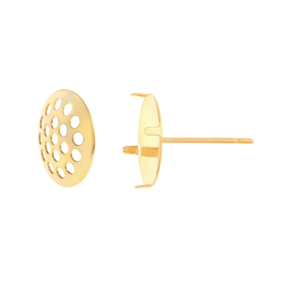 ［10個］サージカルステンレスシャワー台付き*ピアス*10mm［ゴールド金］金具パーツ金属アレルギー