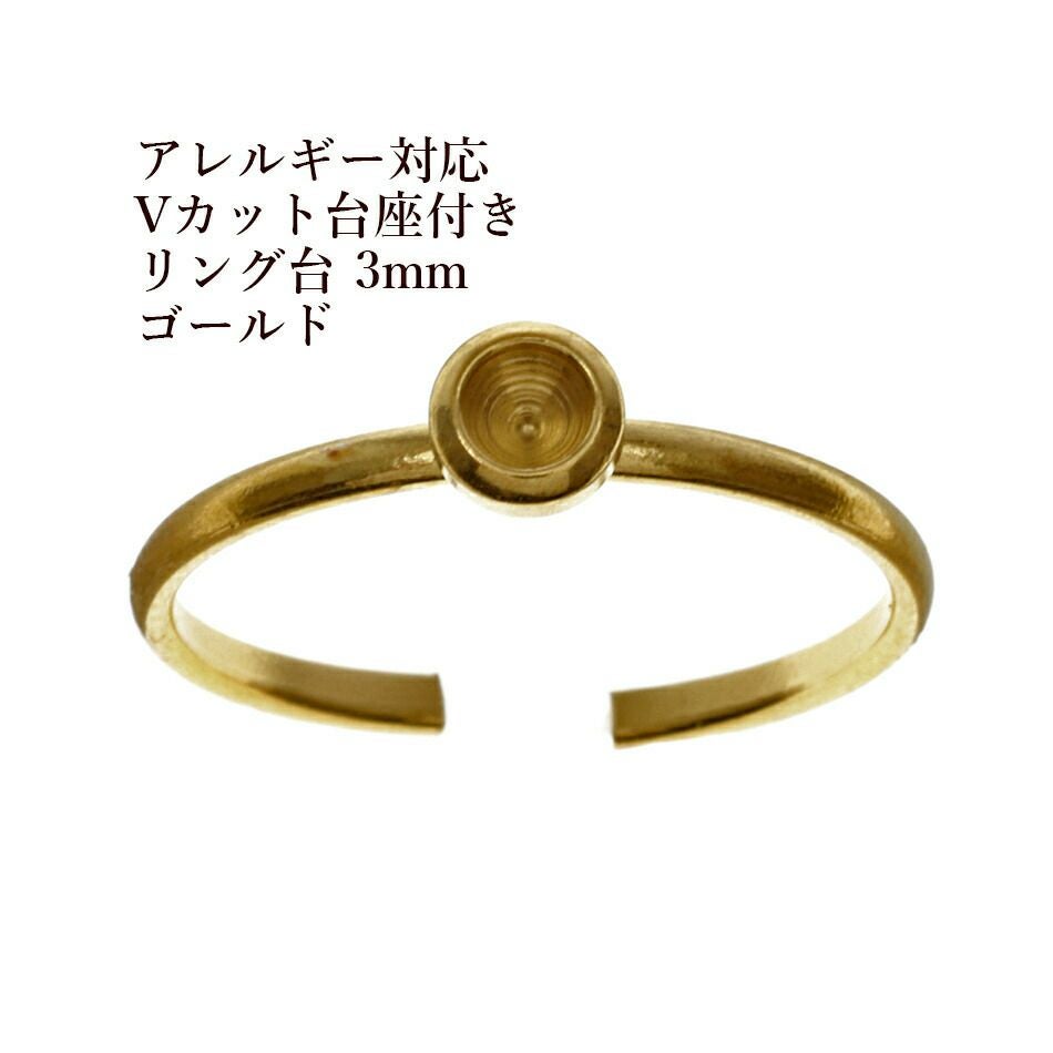 10個］サージカルステンレス Vカット台座付き リング台 3mm