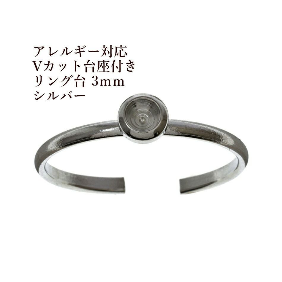 10個］サージカルステンレス Vカット台座付き リング台 3mm