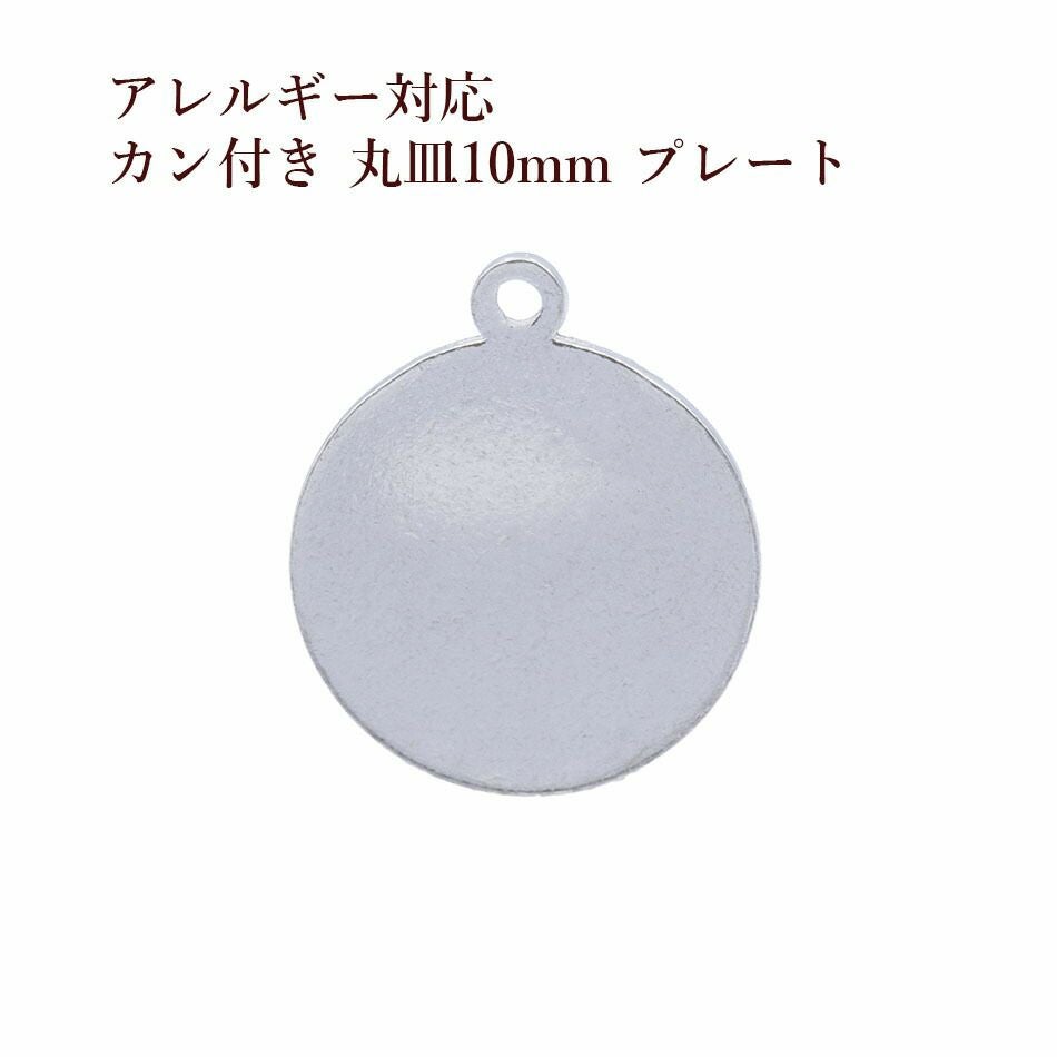 シルバー 円形 ロゴ付き 金属製 50個］ サージカル ステンレス カン付き 丸皿 プレート 4mm [ 銀