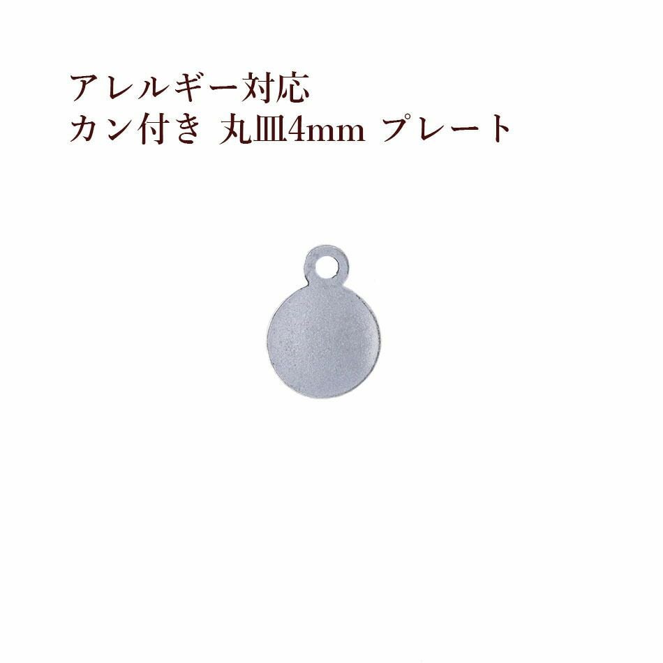 50個］ サージカル ステンレス カン付き 丸皿 プレート 4mm [ 銀