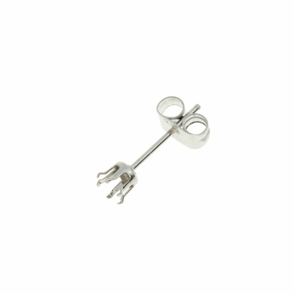 10個] 立て爪4mm ピアス ［ 銀 シルバー ］ サージカルステンレス