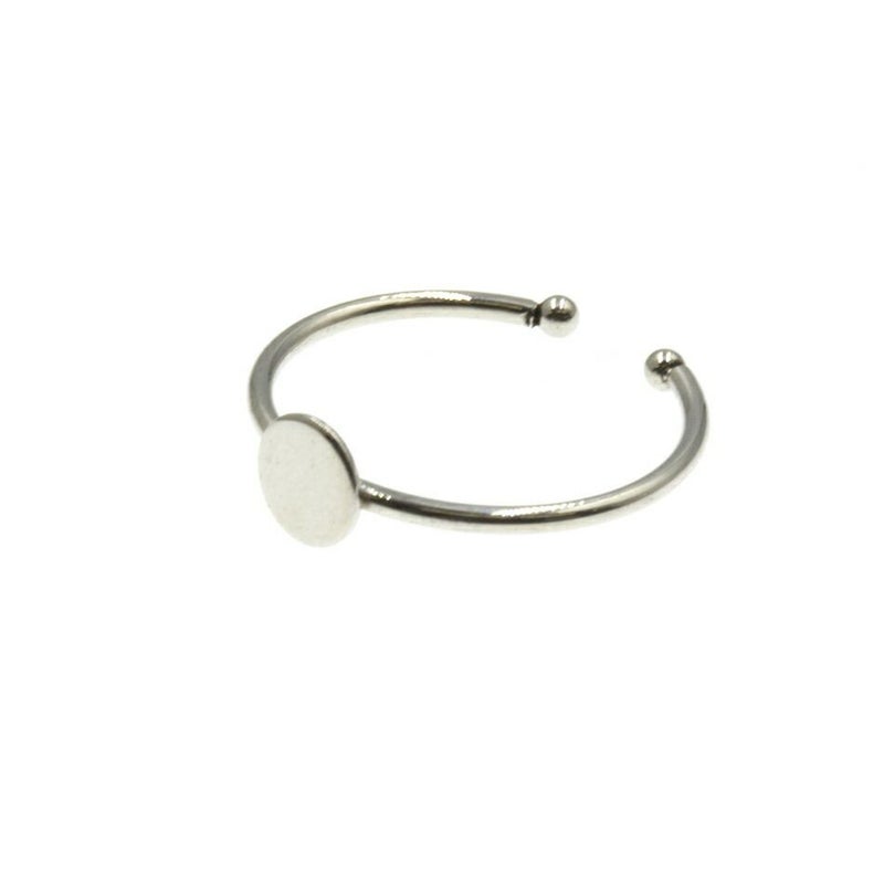 ［5個］サージカルステンレス丸皿4mm【リング台C】※約3号サイズ※［銀シルバー］指輪台座パーツ金属アレルギー対応