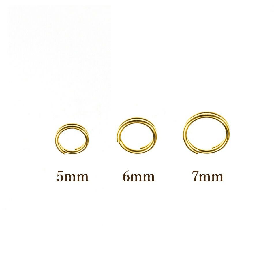 ［100個］サージカルステンレス/二重カン(0.7X7mm)［ゴールド金］金具アクセサリーパーツ素材金属アレルギー対応