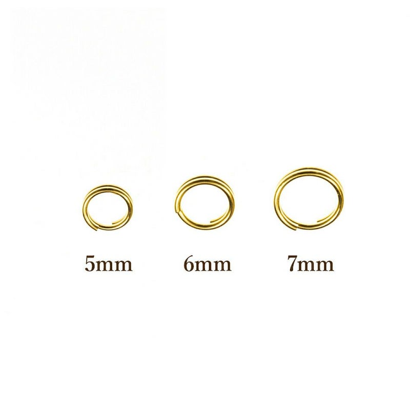 ［100個］サージカルステンレス/二重カン(0.7X7mm)［ゴールド金］金具アクセサリーパーツ素材金属アレルギー対応