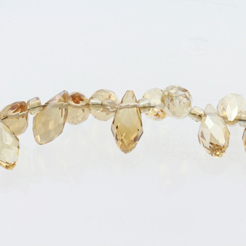 [10個]ヨコ穴多面カットガラスビーズしずくドロップ#2[ミルクティー]パーツ韓国製