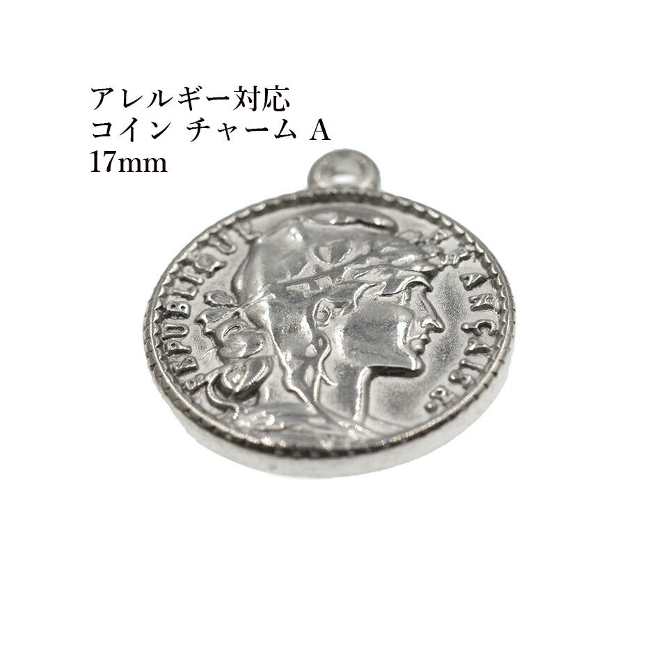 5個 ] コイン チャーム A《 17mm 》 [ 銀 シルバー ] サージカル