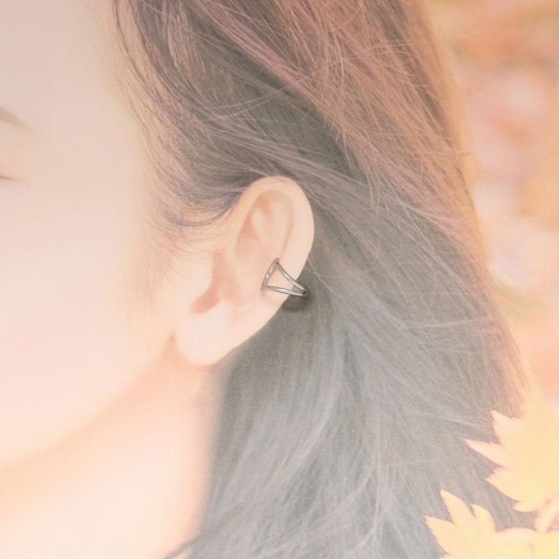 ［4個］★サージカルステンレスイヤーカフ【細い】A［銀シルバー］素材パーツ金属アレルギー対応