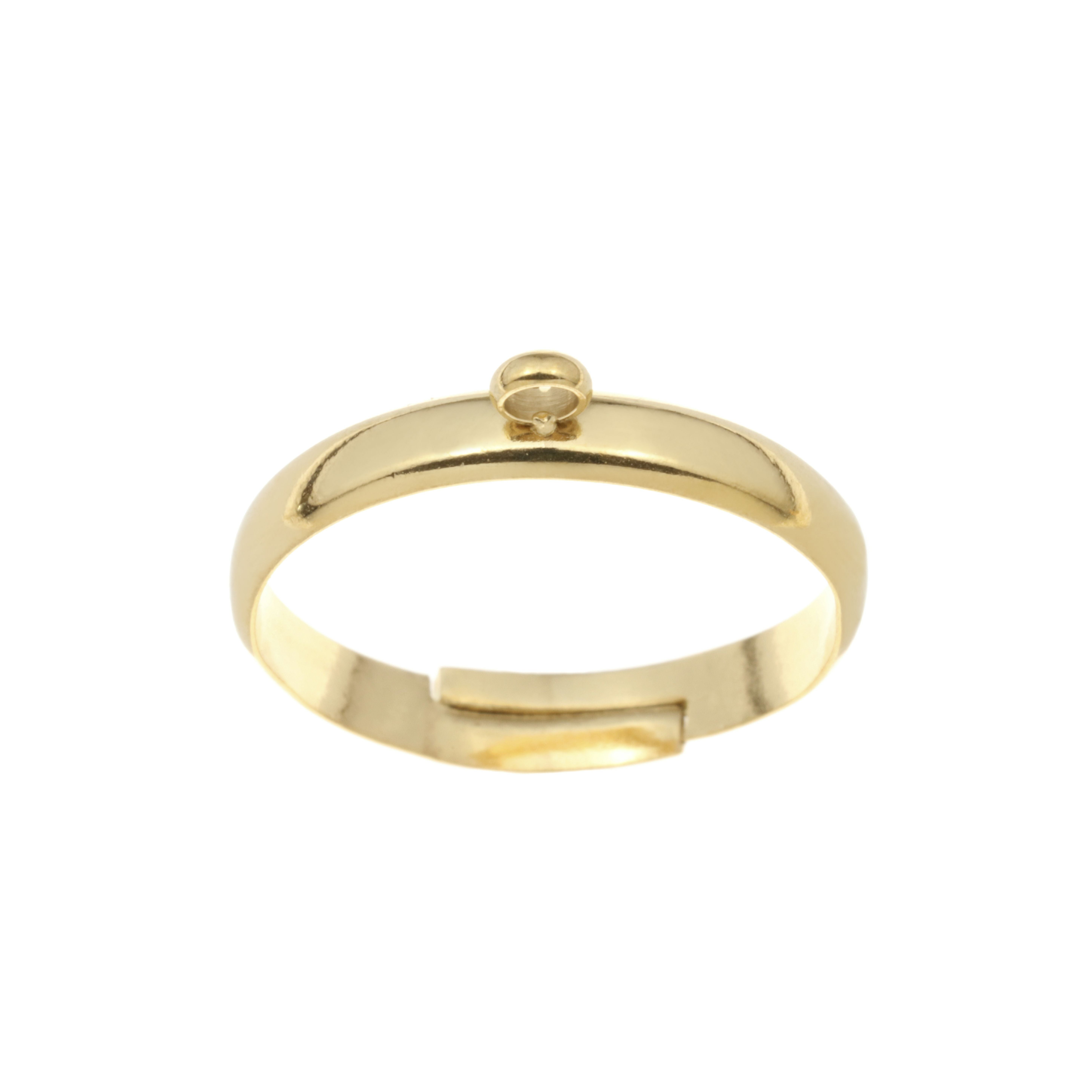 2個］サージカルステンレス カン付き ＊ リング台 ＊［ ゴールド 金