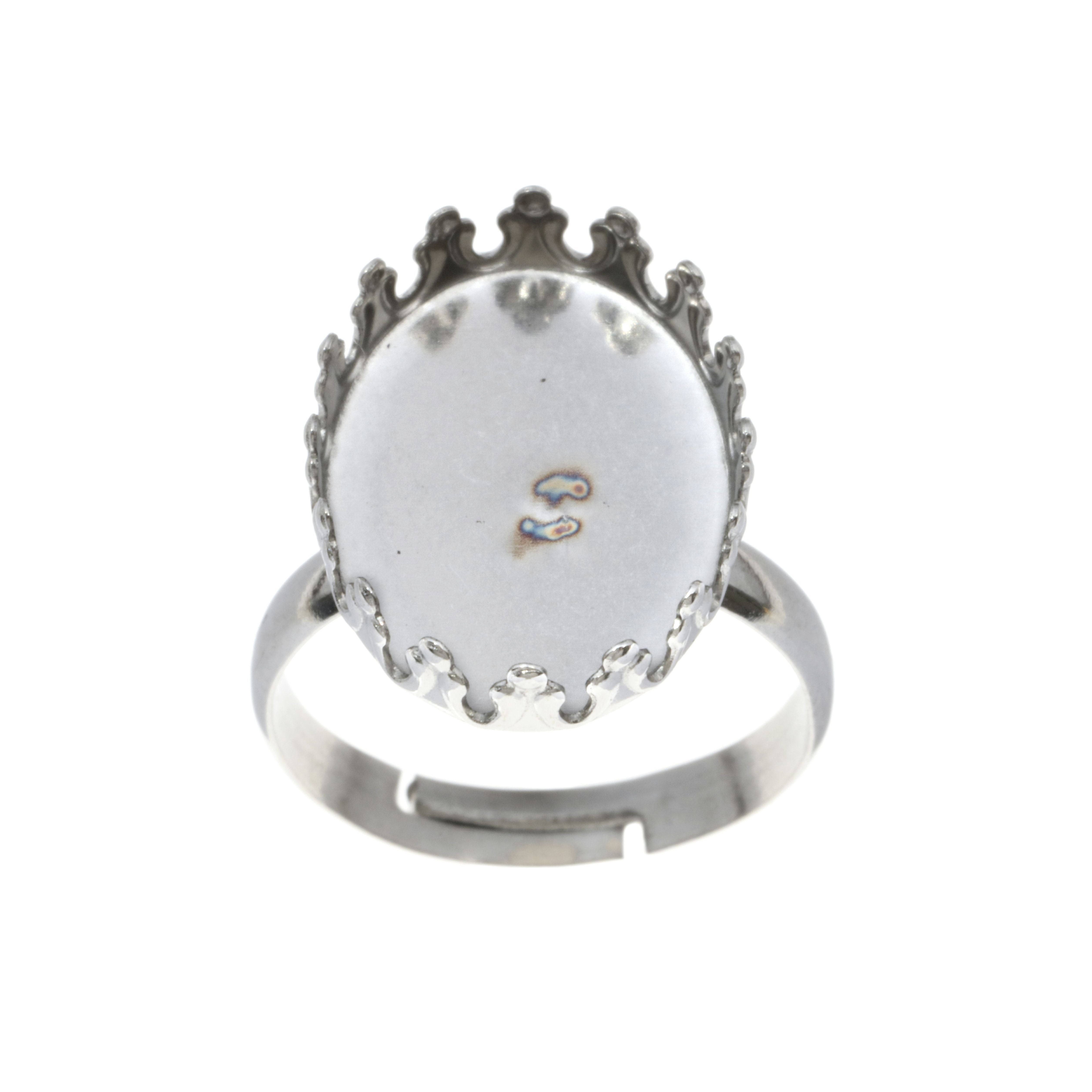 2個］サージカルステンレス 空枠 * オーバル * クラウン 【 18×13mm