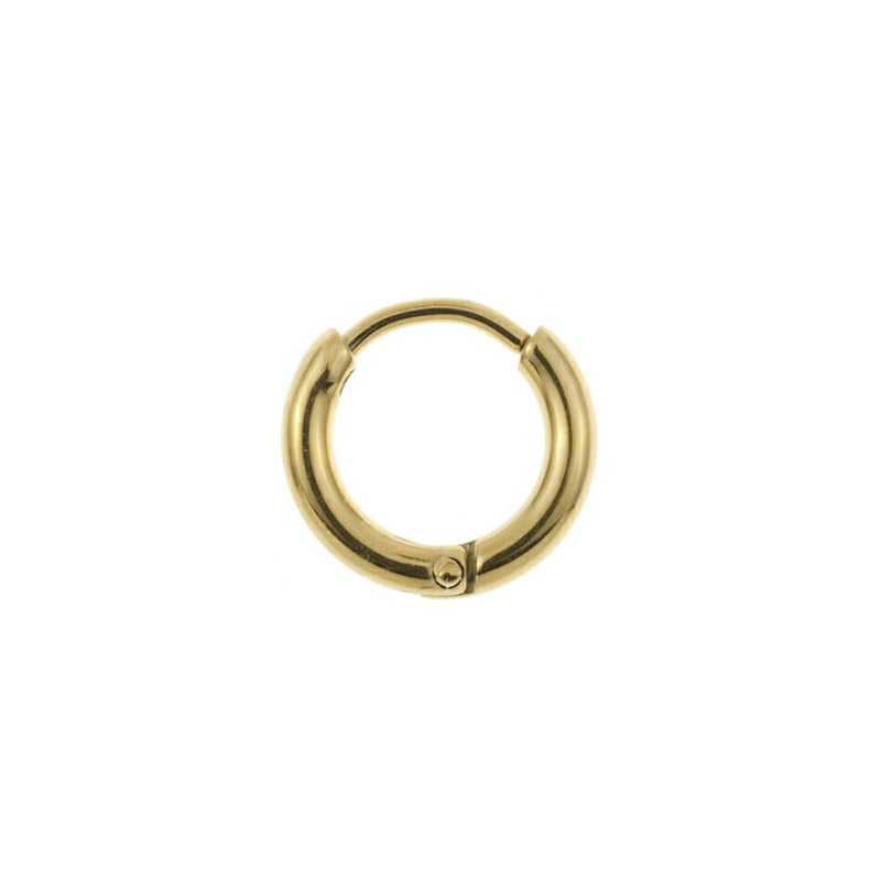 [10個]サージカルステンレス【フープピアス】C*9mm*［ゴールド金］シンプルパーツ金属アレルギー対応