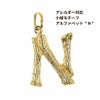 [1個]サージカルステンレス小枝モチーフアルファベットチャーム*N*[ゴールド金]パーツ素材金属アレルギー対応