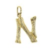 [1個]サージカルステンレス小枝モチーフアルファベットチャーム*N*[ゴールド金]パーツ素材金属アレルギー対応
