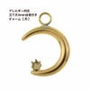 [1個]サージカルステンレス立て爪3ｍｍ台座付き【月】チャーム[ゴールド金]パーツ素材金属アレルギー対応