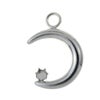 [2個]サージカルステンレス立て爪3ｍｍ台座付き【月】チャーム[銀シルバー]パーツ素材金属アレルギー対応