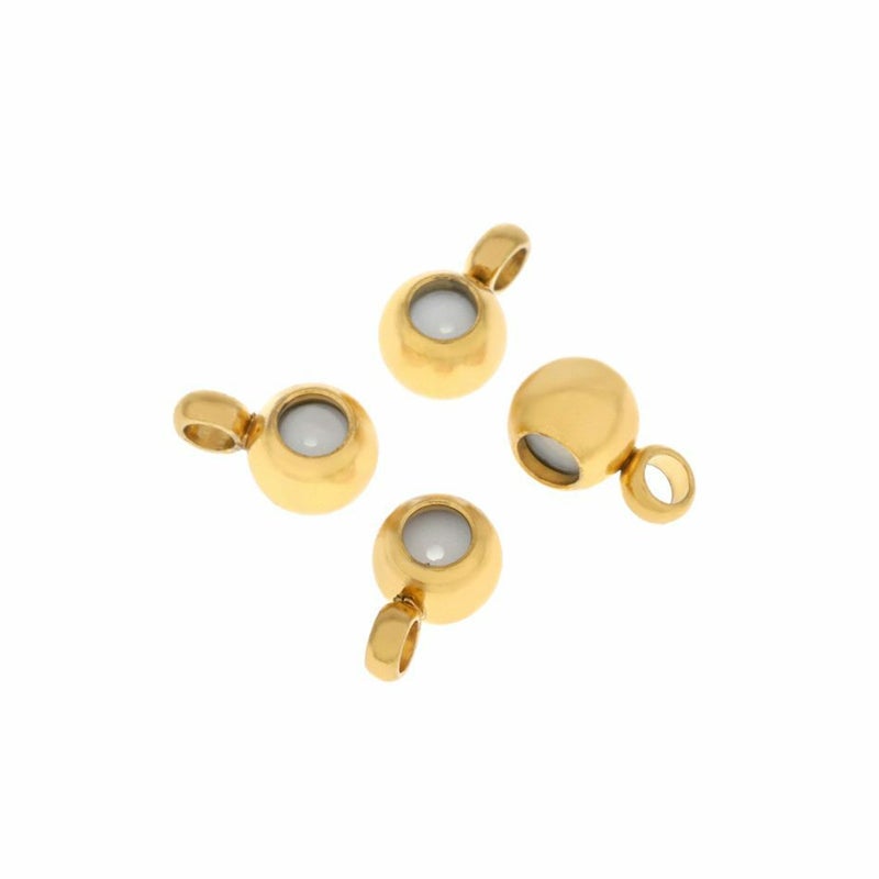 ［10個］サージカルステンレススライドボール*B*［ゴールド金］ネックレス金具アクセサリーパーツ金具金属アレルギー対応