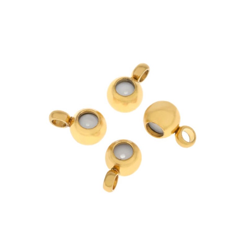 ［10個］サージカルステンレススライドボール*B*［ゴールド金］ネックレス金具アクセサリーパーツ金具金属アレルギー対応