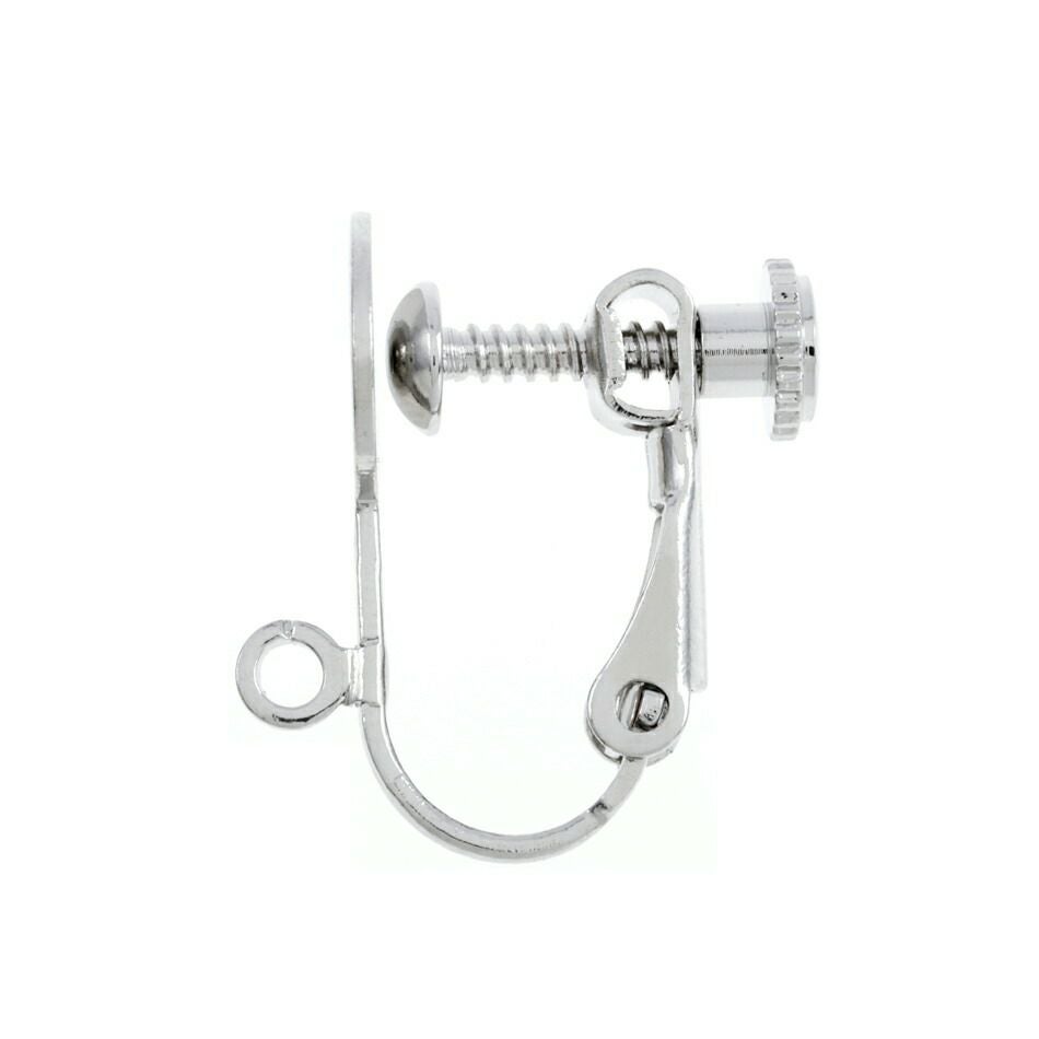 [10個]*カン付き*丸皿《8mm》イヤリングネジバネ式パーツ[銀シルバー]パーツ金属アレルギー対応