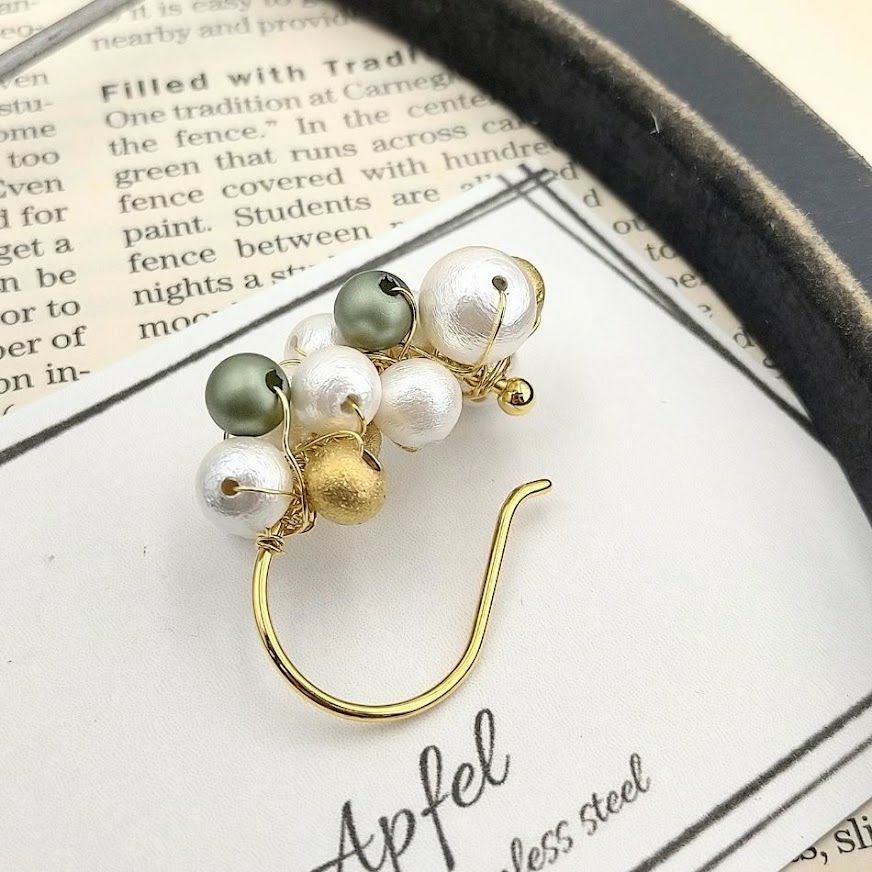 ［8個］サージカルステンレスカン無し*イヤーカフ*C［ゴールド金］素材パーツ金属アレルギー対応