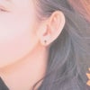 カン無し 丸皿 4mm イヤリング ピンクゴールド 着用イメージ画像