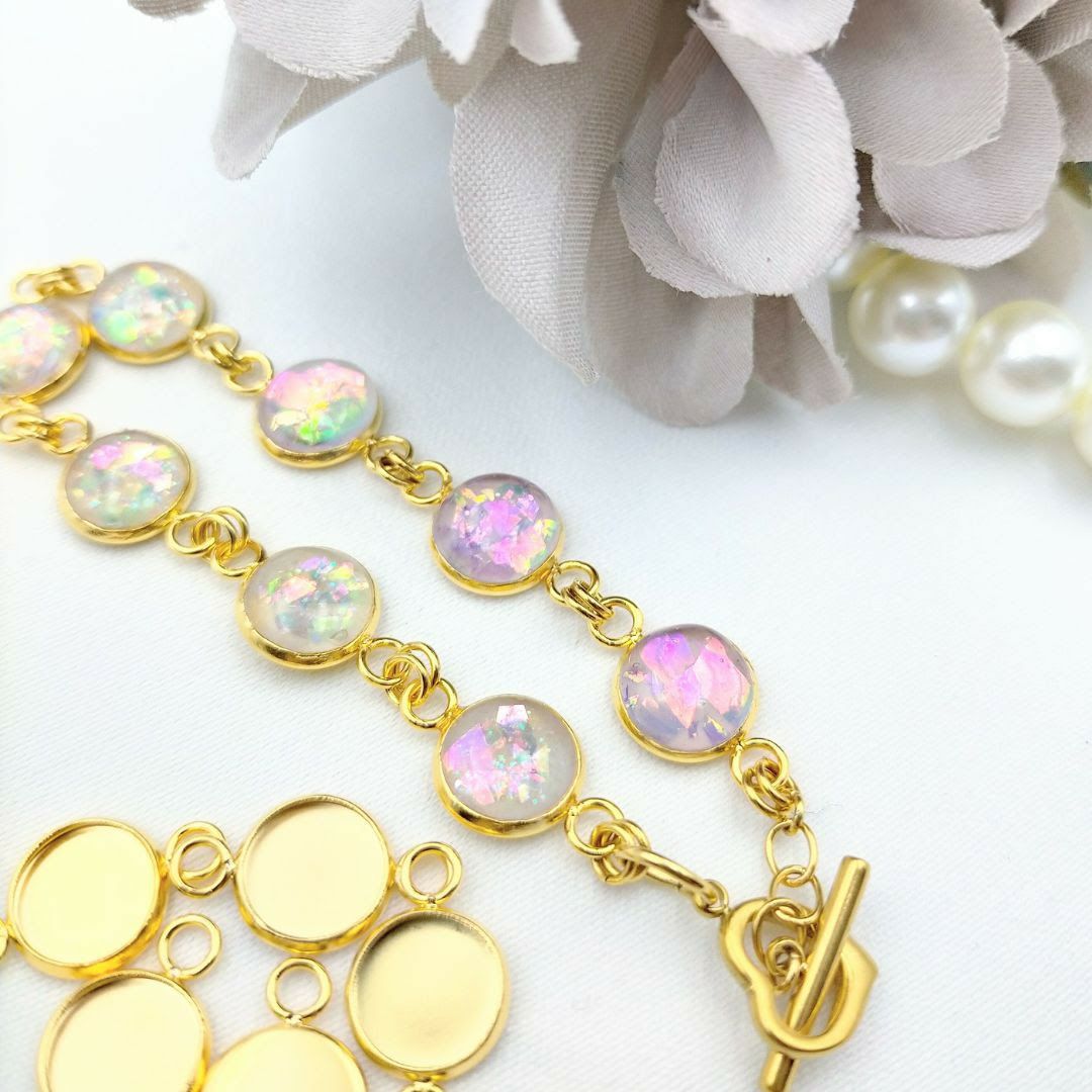 ［10個］ステンレス【*両カン*付き】*ミール皿*16mm［ゴールド金］パーツレジン金属アレルギー対応