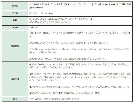 [1個]サージカルステンレス［シンプル］アルファベットチャーム*V*[ゴールド金]O-A-001パーツ素材金属アレルギー対応