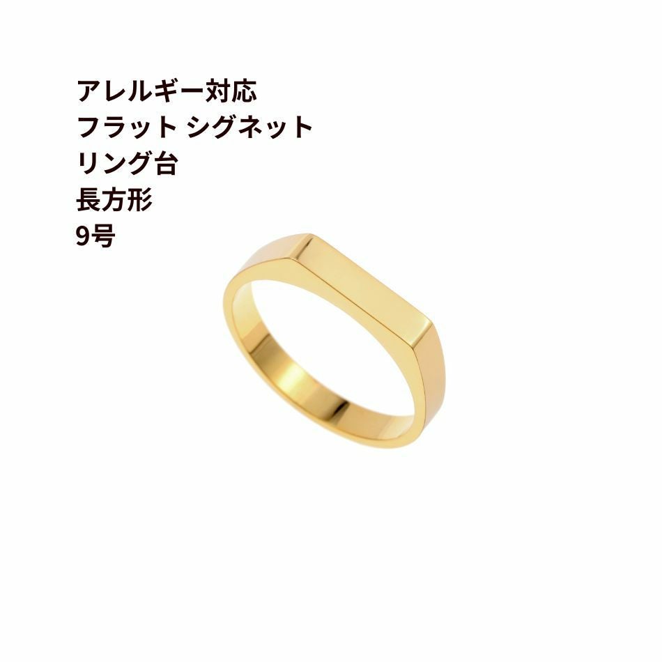 5個］サージカルステンレス フラット シグネット リング台 長方形 * 約