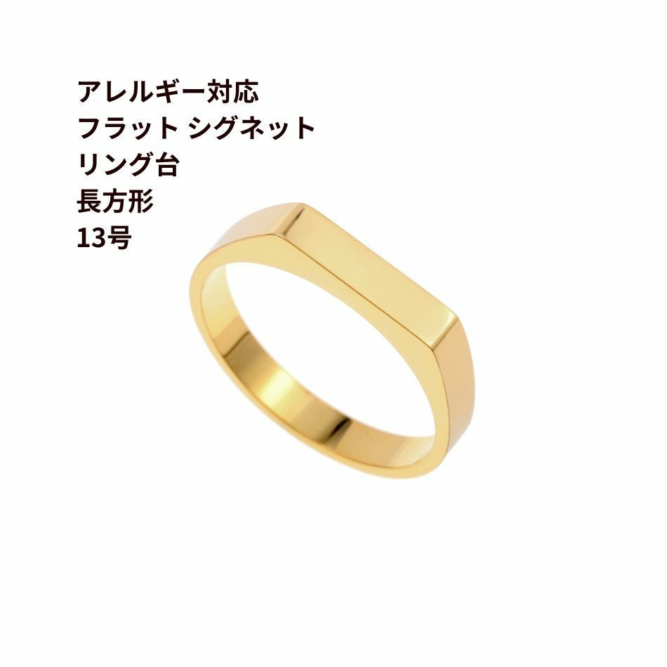 5個］サージカルステンレス フラット シグネット リング台 長方形 * 約