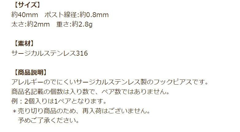 フープピアス B 40mm シルバー 説明