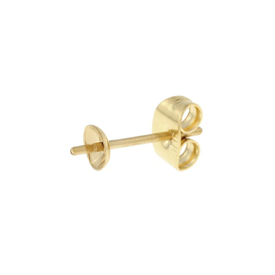 [10個]サージカルステンレス*長い*芯有りお椀ピアス4mm［ゴールド金］キャッチ付きパーツ金属アレルギー対応