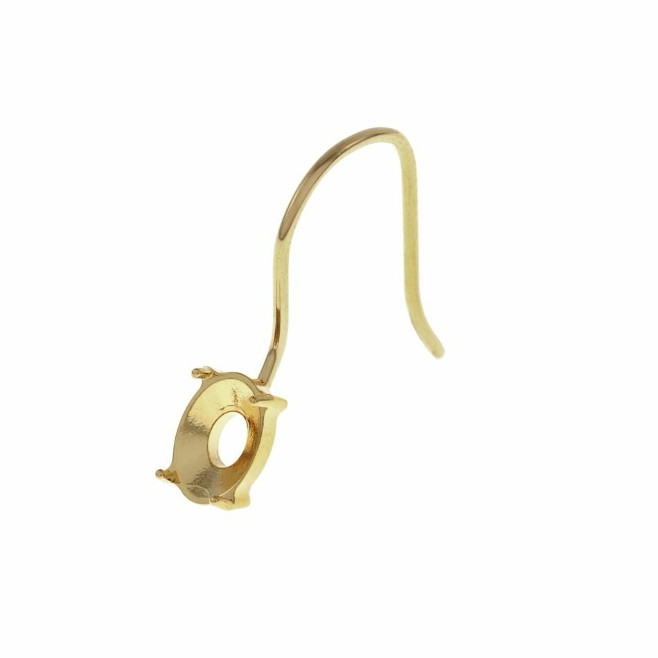 ハル様ピアス金具 4個] オーバル 石枠付き ピアス フック ［ ゴールド 金 ］ サージカル