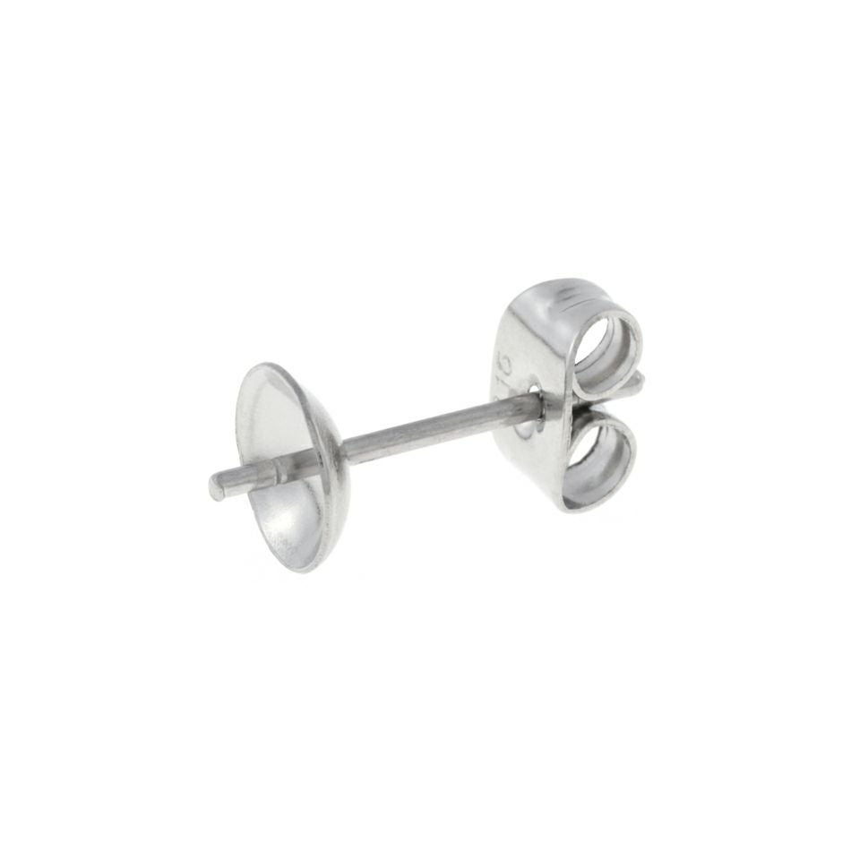 [10個]サージカルステンレス*長い*芯有りお椀ピアス6mm［銀 シルバー］キャッチ付きパーツ金属アレルギー対応