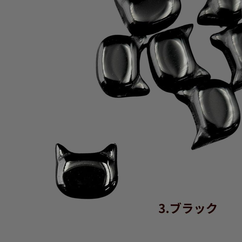 ネコ ガラスビーズ 選べるカラー ブラック