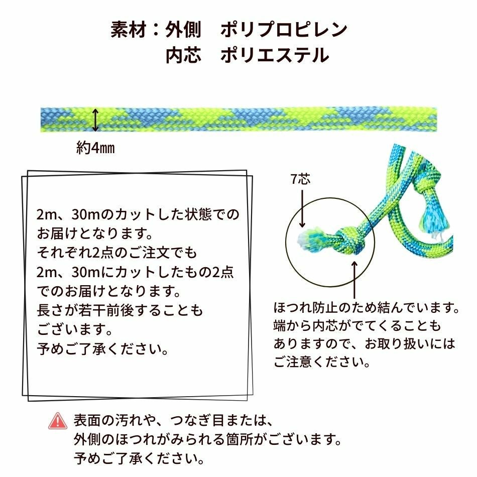 パラコード [ ブルー × グリーン ] 4mm 7芯 選べる長さ 紐 手芸用
