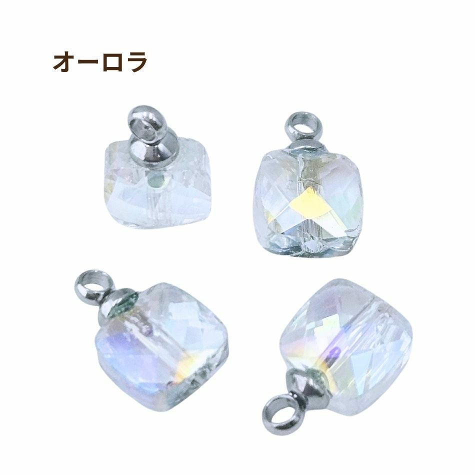 ヒートン付 ガラスビーズ No.1 ［ 銀 シルバー ］オーロラ