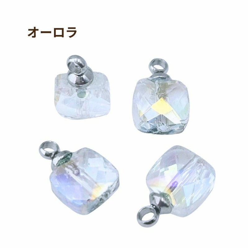 ヒートン付 ガラスビーズ No.1 ［ 銀 シルバー ］オーロラ